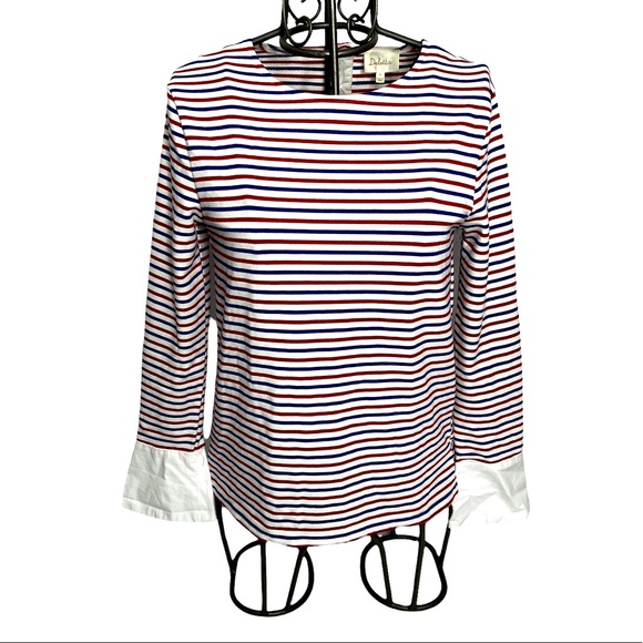 Anthropologie Deletta Striped Fourth of July Long Sleeve Shirt Size Small - Picture 3 of 11